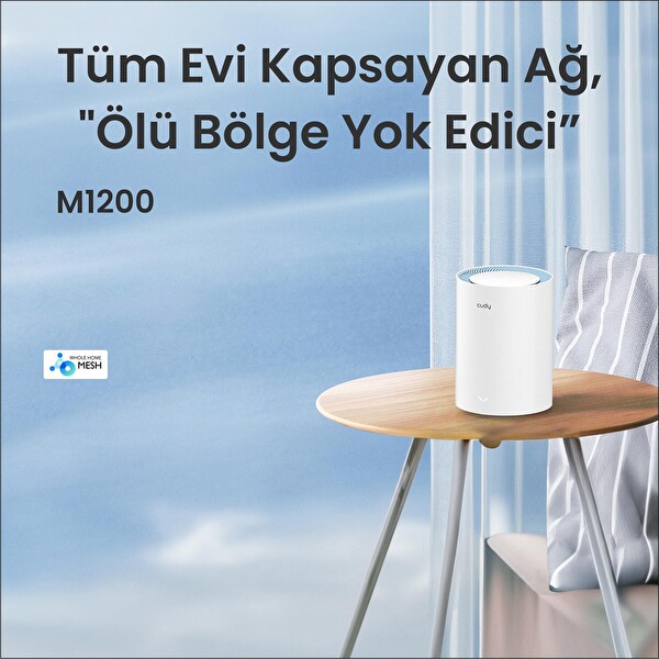 Cudy M1200 5 GHz 867 MBPS 2.4 GHz 300 MBPS 1 Port 2xdBi Anten Wi-Fi Mesh Menzil Genişletici Router
