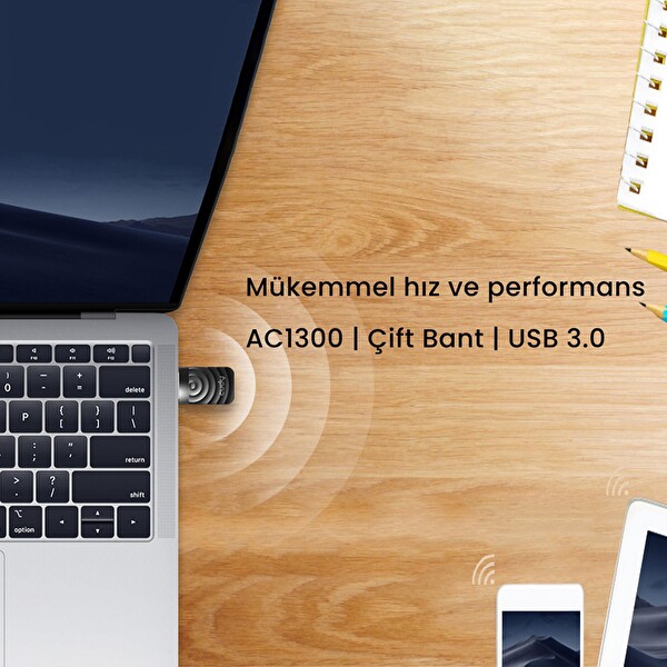 Cudy WU1300S AC1300 Serisi 5 Ghz 867 MBPS 2.4 Ghz 400 MBPS Wi-Fi USB 3.0 Mini Adaptör