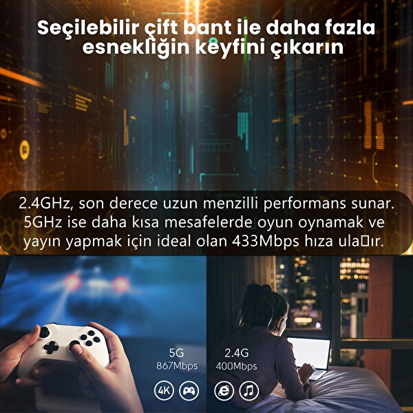 Cudy WU1300S AC1300 Serisi 5 Ghz 867 MBPS 2.4 Ghz 400 MBPS Wi-Fi USB 3.0 Mini Adaptör