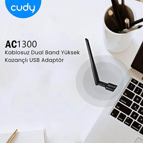Cudy WU1400 AC1200 Serisi 5 GHz 867 MBPS 2.4 GHz 400 MBPS Wi-Fi USB 3.0 Antenli Adaptör