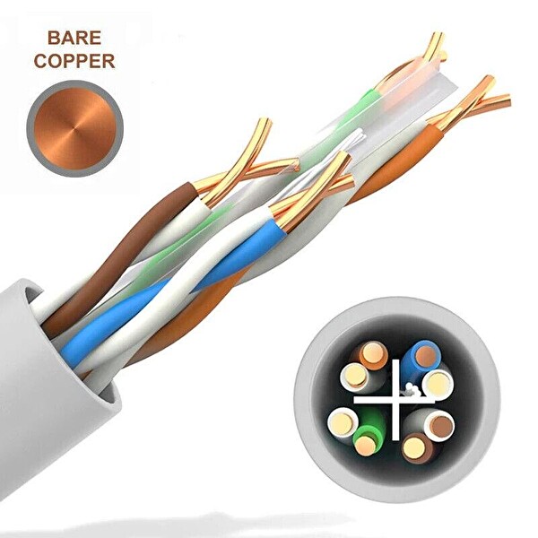 Ersan Kablo 23AWG Full Bakır Cat6 500 M Gri Network Kablosu