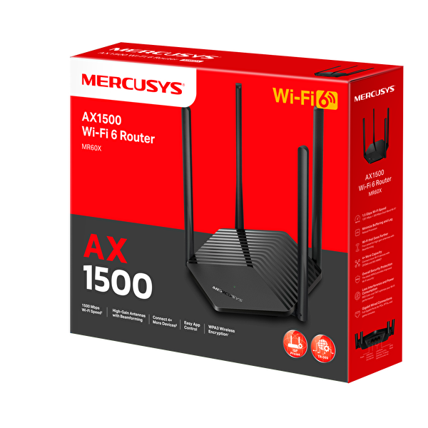 Mercusys MR60R AX1500 Mu-Mimo 5G/2.4G 1201/300mbps WiFi 6 Router