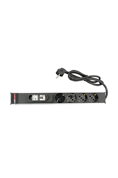 Alman Tipi Schuko Soketli 1U 4'lü PDU 16A Devre Kesicili