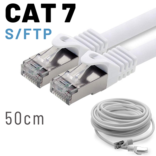 Irenis 50 CM CAT7 Kablo S/FTP LSZH Ethernet Network Lan Ağ Kablosu Beyaz