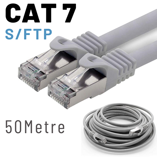 Irenis 50 Metre CAT7 Kablo S/FTP LSZH Ethernet Network Lan Ağ Kablosu Gri
