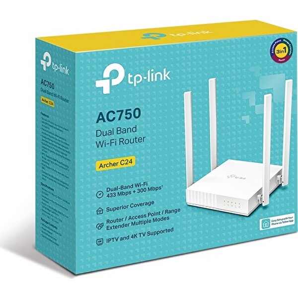 TP-Link Archer C24 AC750 Kablosuz Dual Band Router Acces Point