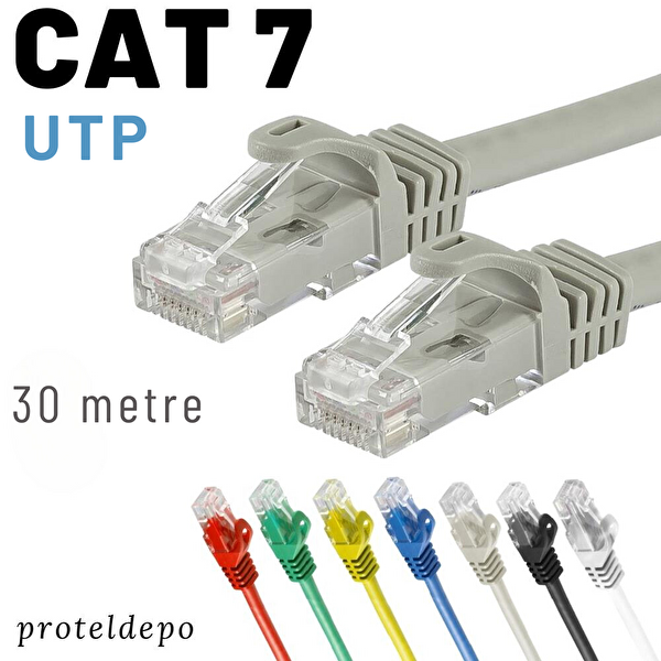 Irenis 30 Metre CAT7 Kablo Ethernet Network İnternet Lan Ağ Kablosu Gri