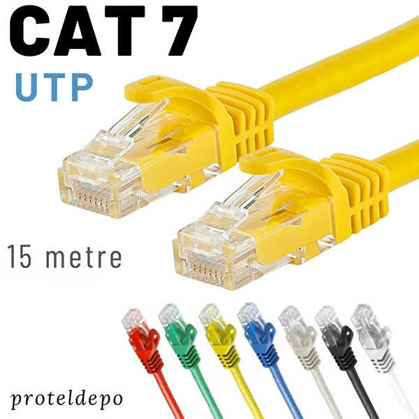 Irenis 15 Metre CAT7 Kablo Ethernet Network İnternet Lan Ağ Kablosu Sarı