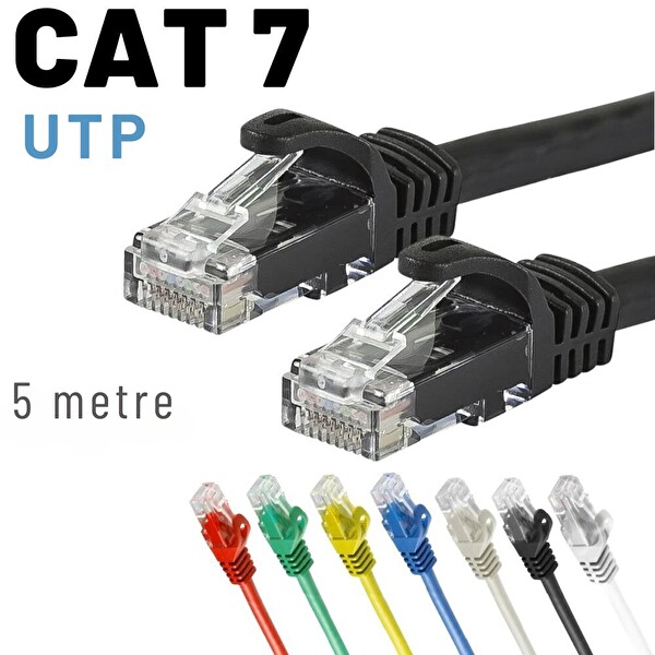 Irenis 5 Metre CAT7 Kablo Ethernet Network İnternet Lan Ağ Kablosu - Siyah