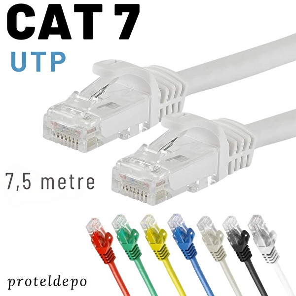 Irenis 7.5 Metre CAT7 Kablo Ethernet Network İnternet Lan Ağ Kablosu Beyaz