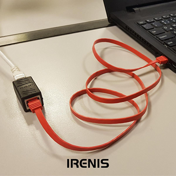 Irenis 2 Metre CAT6 Kablo Uzatma Seti Yassı Ethernet Kablo ve Ekleyici Yeşil