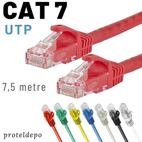 Irenis 7.5 Metre CAT7 Kablo Ethernet Network İnternet Lan Ağ Kablosu Kırmızı