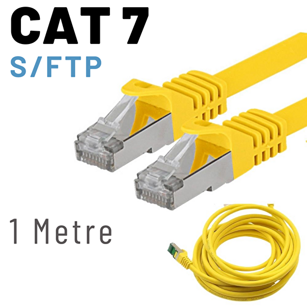 Irenis 1 Metre CAT7 Kablo S FTP LSZH Ethernet Network Lan Ağ Kablosu Sarı
