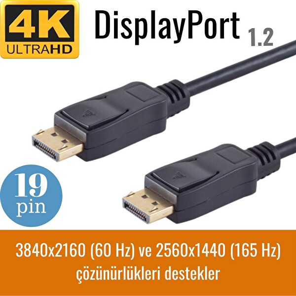 Irenis 3 Metre 19 Pin 165 Hz Destekli 21 Gbit DisplayPort Kablo