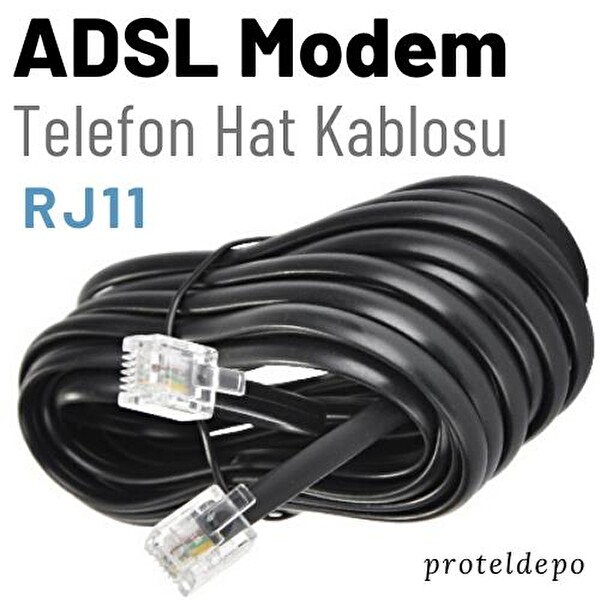Irenis 6 Metre ADSL VDSL Modem Kablosu RJ11 Kablo Köken Telefon Kablosu