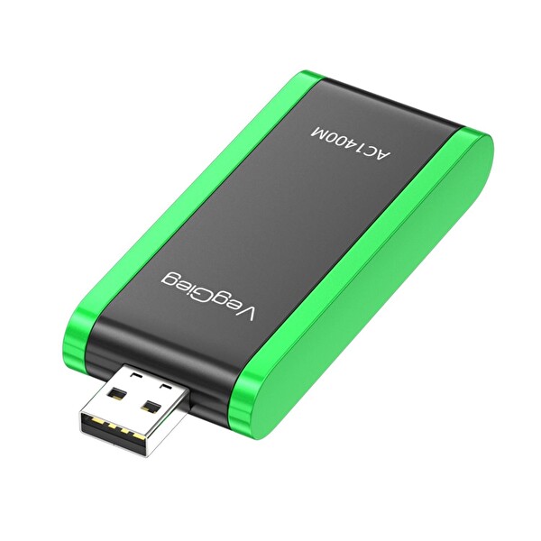 VegGieg 1400 Mbps 2.4GHz/5GHz Dual Band Gigabit Alıcı Verici USB WiFi Adaptör K1400
