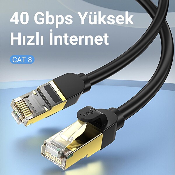 VegGieg CAT8 40Gbps 2000Mhz STP RJ45 Ethernet Kablosu 5 Metre E806