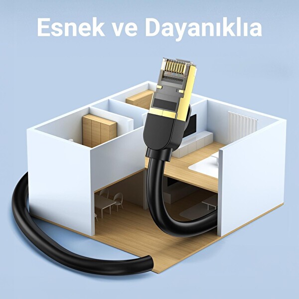 VegGieg CAT8 40Gbps 2000MHz STP RJ45 Ethernet Kablosu 10 Metre E808