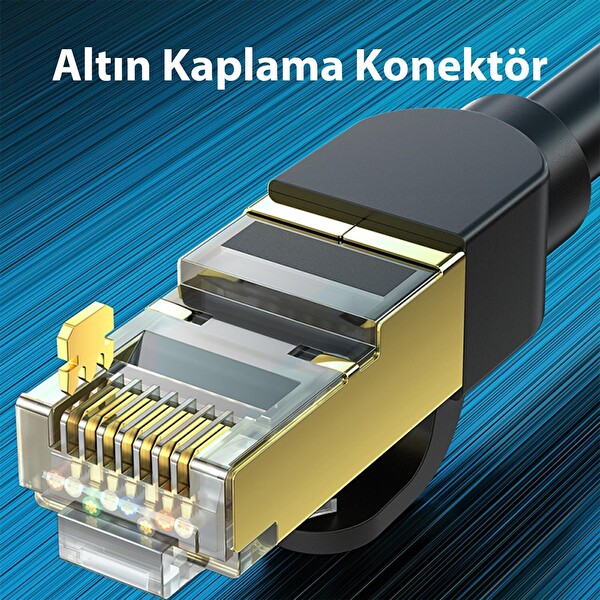 VegGieg CAT8 40Gbps 2000Mhz STP RJ45 Ethernet Kablosu 1 Metre E802