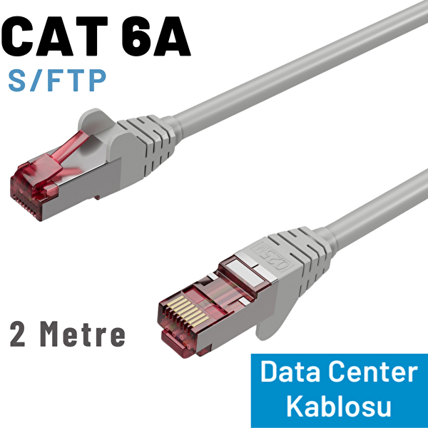 Irenis 2 Metre Gri CAT 6A Kablo S/FTP Ethernet Data Center Patch Kablo