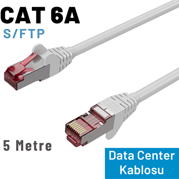 Irenis 5 Metre Beyaz CAT 6A Kablo S/FTP Ethernet Data Center Patch Kablo