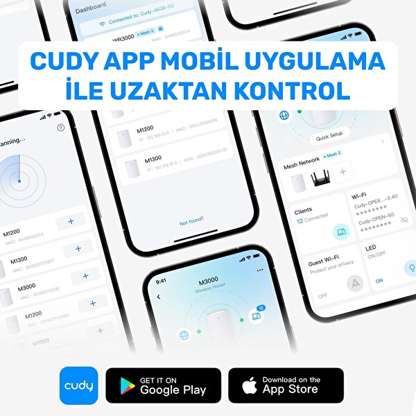 Cudy WR1200E 300Mbps/2.4GHz 867Mbps/5GHz 4x5dBi Anten 4Port Dual Band Wi-Fi Router (AC1200 Serisi)