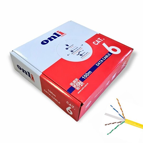 Onli 23AWG UTP CAT6 Network Kablosu Sarı 100M Yerli Üretim