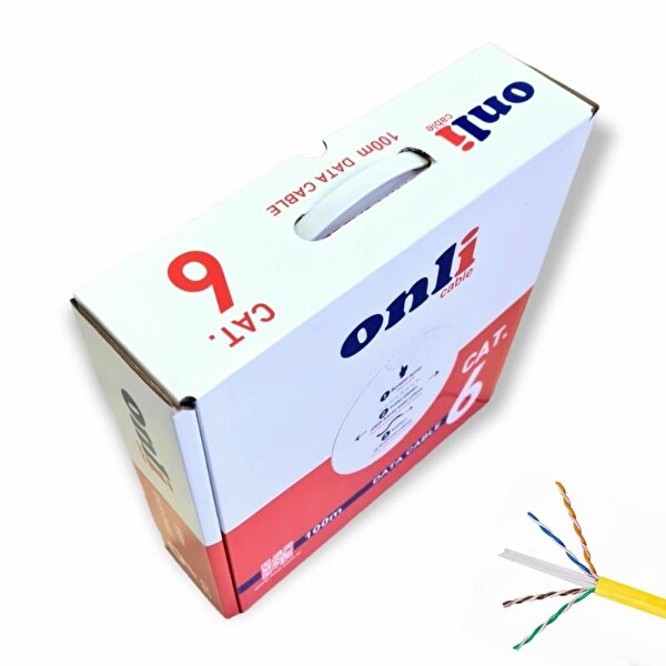 Onli 23AWG UTP CAT6 Network Kablosu Sarı 100M Yerli Üretim