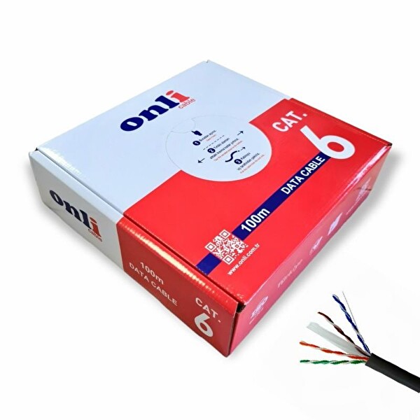 Onli 23AWG UTP CAT6 Network Kablosu Siyah 100M Yerli Üretim