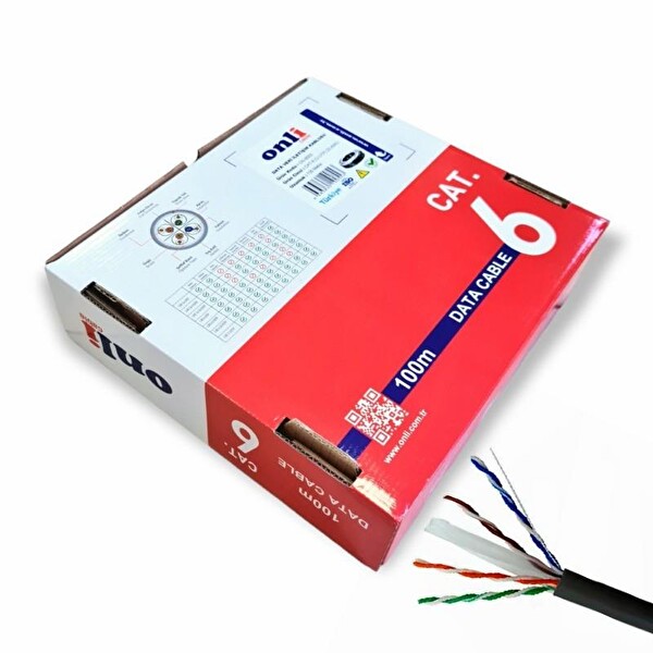 Onli 23AWG UTP CAT6 Network Kablosu Siyah 100M Yerli Üretim