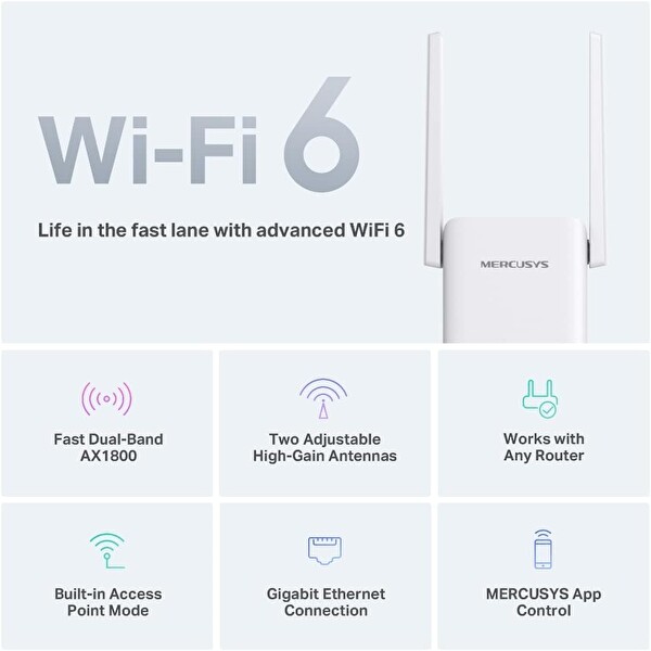 Mercusys ME70X AX1800 Wi-Fi 6 Menzil Genişletici