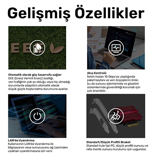 Cudy PE10G WOL 10.000 Mbps Multi-Gigabit PCI Express Ethernet Ağ Kartı