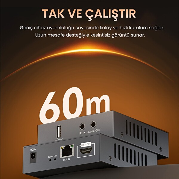 VegGieg 1080P Full HD 60Hz HDMI KVM Extender 60 M CAT5E/6 HDMI Menzil Genişletici Uzatıcı