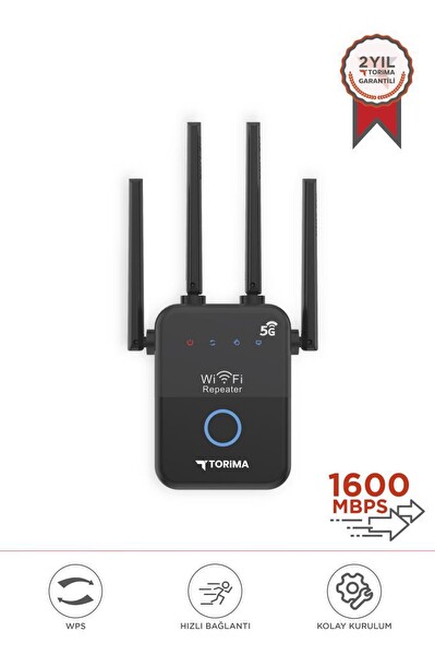 Torima AC35Q 1600 Mbps Çift Bant 4 Anten Wi-Fi Router Siyah