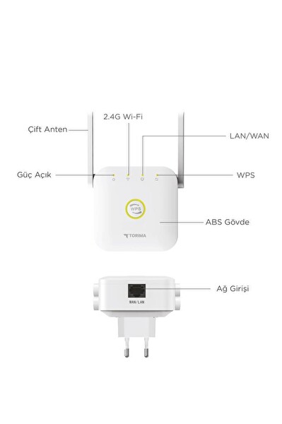 Torima WR-25 WiFi 300 Mbps Sinyal Güçlendirici Router Siyah
