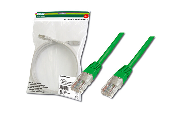 Digitus Patch Kablo UTP CAT. 5E 3 Metre AWG 26/7 Yeşil Renk 3P Sertifikalı