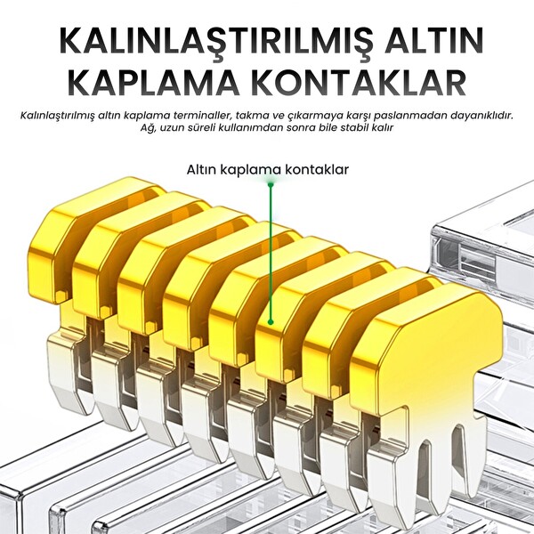 VegGieg CAT5e RJ45 Jack Ethernet Konnektörü Altın Kaplama 100 Adet