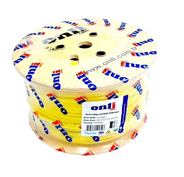 Onli 305 MT 23AWG UTP CAT6 Network Kablosu Sarı Yerli Üretim