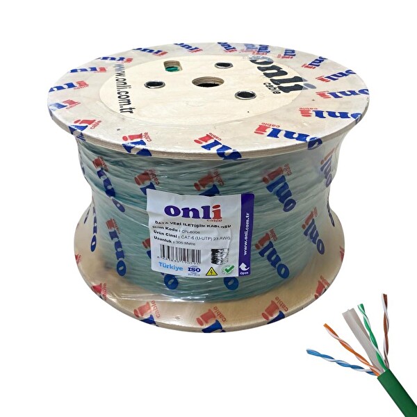 Onli 305 MT 23AWG UTP CAT6 Network Kablosu Yeşil Yerli Üretim