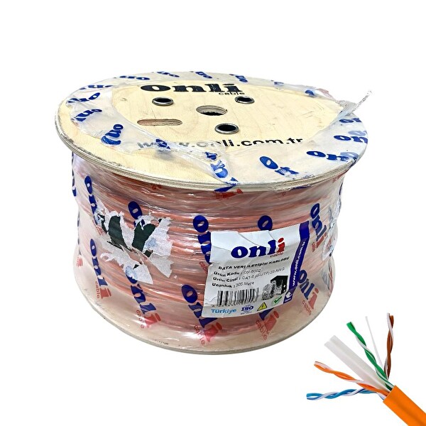 Onli 305 MT 23AWG UTP CAT6 Network Kablosu Turuncu Yerli Üretim