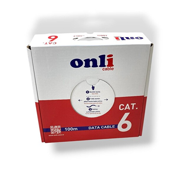 Onli 23AWG UTP CAT6 Network Kablosu Dış Ortam Şeffaf 100 MT Yerli Üretim