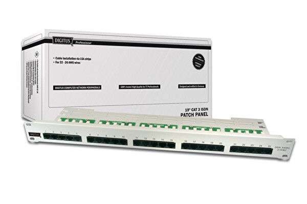 Digitus 19 Inch 25 Port CAT-3 ISDN Patch Panel Zırhsız Network Aksesuarı