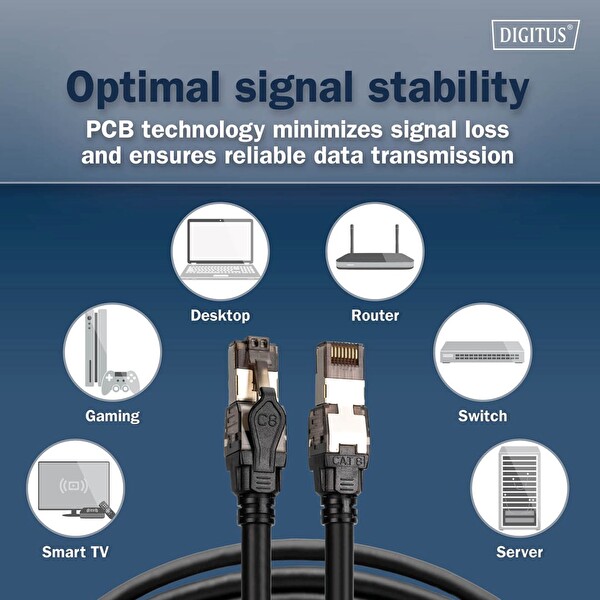 Digitus CAT 8.1 S/FTP 40 GBPS / 2000 MHz Ultra Hızlı Ethernet Kablo - 1 M