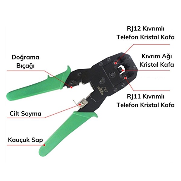 ZHL Tools 3'ü 1 Arada Modüler Kablo Sıkma Soyma ve Kesme Pensesi