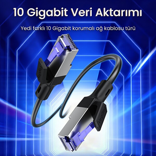 VegGieg Cat7 10Gbps Gigabit 600Mhz FTP RJ45 Ethernet Kablosu 1.5 M
