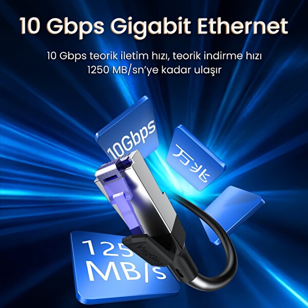 VegGieg Cat7 10Gbps Gigabit 600Mhz FTP RJ45 Ethernet Kablosu 1.5 M