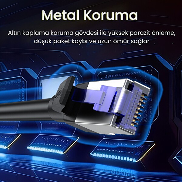 VegGieg Cat7 10Gbps Gigabit 600Mhz FTP RJ45 Ethernet Kablosu 1.5 M