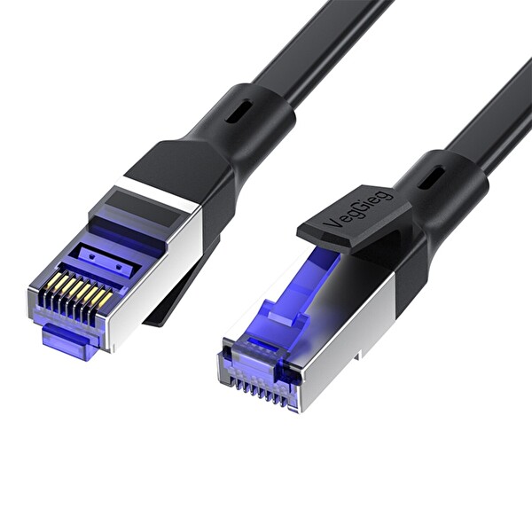 VegGieg CAT7 10 Gbps Gigabit 600Mhz FTP RJ45 Flat Ethernet Kablosu 10 Metre