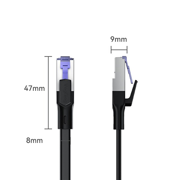 VegGieg CAT7 10 Gbps Gigabit 600Mhz FTP RJ45 Flat Ethernet Kablosu 10 Metre