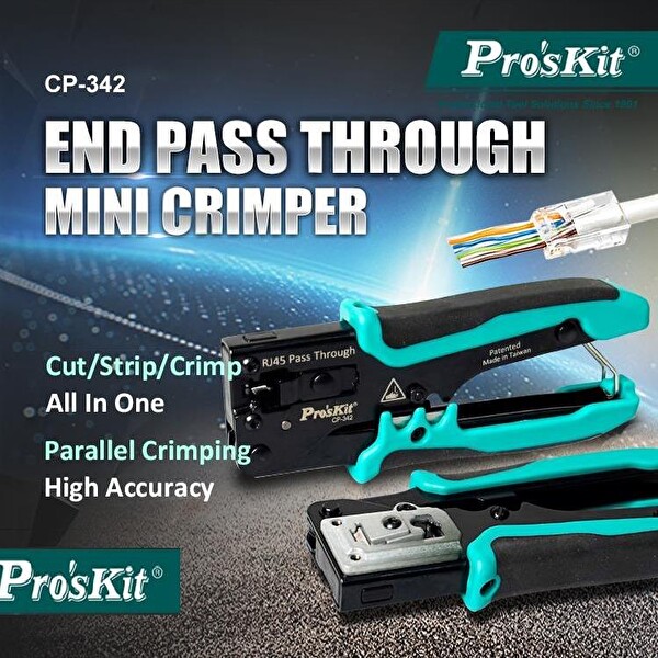 Proskit CP-342 EZ-RJ45/RJ11/RJ12 CAT 5 - CAT 6 Konnektör Sıkma Pensesi